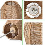 Rattan Woven Side Table Lamp for Bedroom Living Room, Boho Coastal Lamp Farmhouse Nightstand Lamp Tripod Desk Lamps Mid Century for Beach Room Kids Room Cafe Bar - Image 6