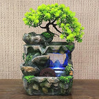 Indoor Water Fountain Mini Desktop Fountain Waterfall Small Rockery with LED Light for Home Office Bedroom Desk Decoration - Image 2