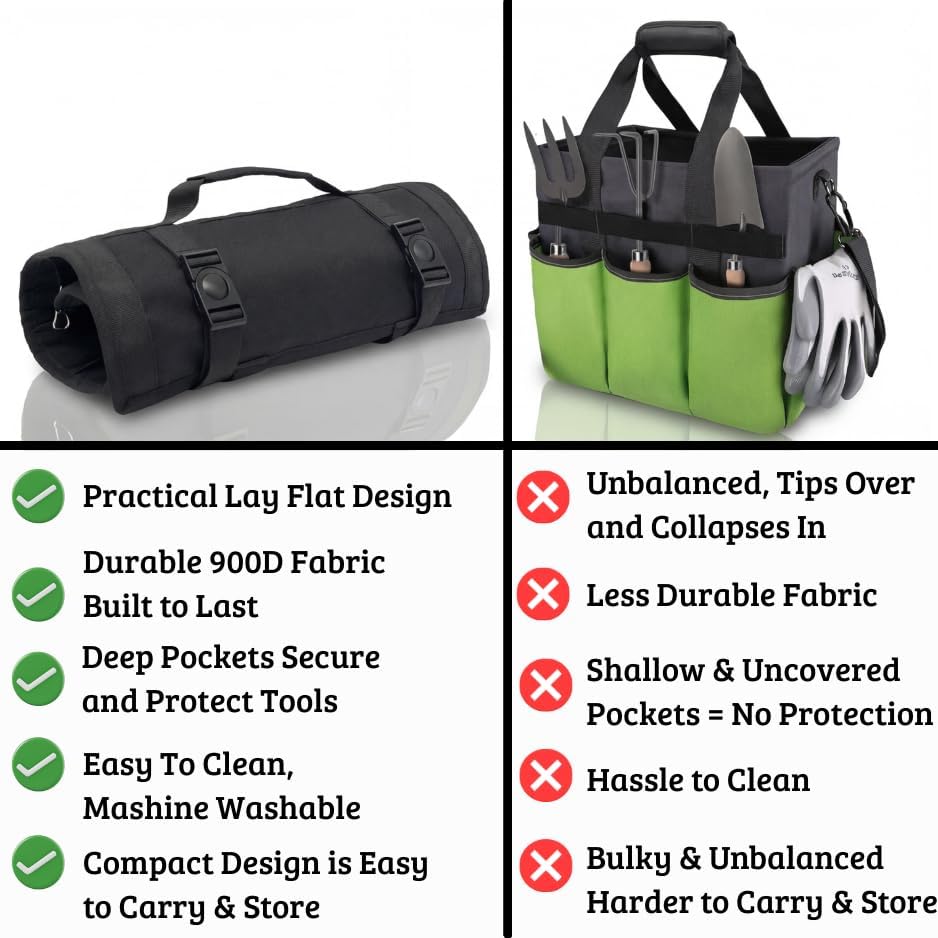 OGRE Roll-Up Garden Tool Bag Only, Heavy-Duty Organizer with 6 Pockets - Image 5