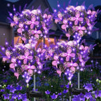 Solar Garden Lights Outdoor, 4 Pack Purple Lavender Solar Butterfly Lights Gardening Gifts for Women,Artificial Flowers Light Purple Halloween Garden Decor for Patio Yard Lawn Christmas by KohlrabiDecor