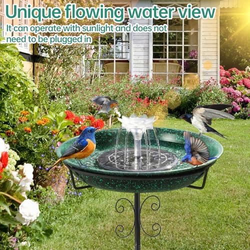 Solar Powered Bird Bath with Fountains for Hummingbirds,Stable Stylish Design with 5-Prong Base Stake Metal Bird Bath for Outside Yard Lawn Patio Garden - Image 6