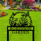 Custom Metal Flower Garden Sign with Stake, Personalized Butterfly Name Sign For Outdoor, Gardens Plaque, Remembrance Garden Signs by MBKJCUSTOM