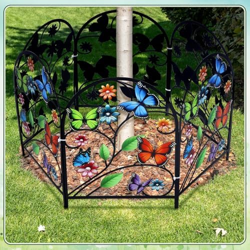 Yaocom 12 Pack Butterfly Garden Fence 16.5" H x 11.8" W Metal Stake - Image 4