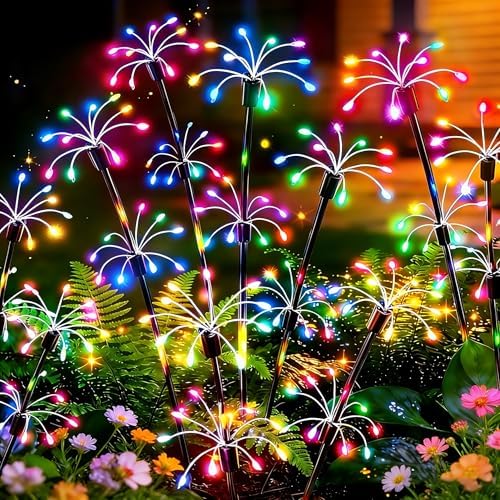 VOOKRY Solar Garden Lights Outdoor, 8 Pack Multicolor Fairy Firework Lights by VOOKRY
