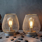 JHY DESIGN Set of 2 Metal Cage LED Lantern Battery Powered Cordless Accent Light with LED Great for Weddings Parties Patio Events for Indoors Outdoors(Silver) by JHYDESIGN