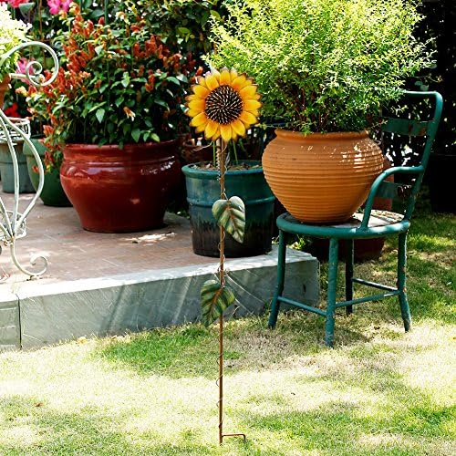 Flower Garden Stakes Metal Spring Yard Sign Decorative Sunflower Plant Stake Lawn Art Patio Decor Pathway Ornaments Indoor Outdoor Decoration (39" H) - Image 2