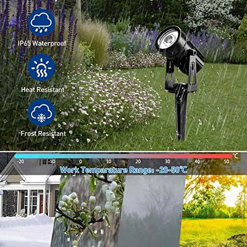 T-SUNUS Solar Landscape Spotlights 4-Pack White 6000K Outdoor Garden Flag - Image 5