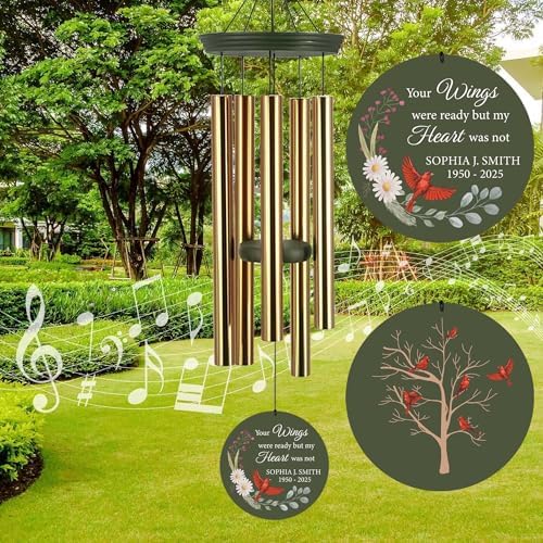 ASTARIN Personalized Large Deep Tone Cardinal Wind Chimes, Customized Memorial Gifts for Loss of Lover/Sister/Friend, Sympathy Gift Wind Chime for Condolences Remembrance(Produced in Texas) - Image 6