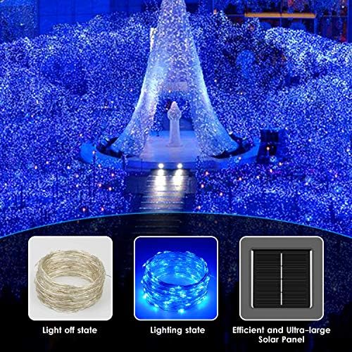 BHCLIGHT Solar String Lights Outdoor, 2Pack 144FT 400LED Fairy Lights, Blue - Image 4