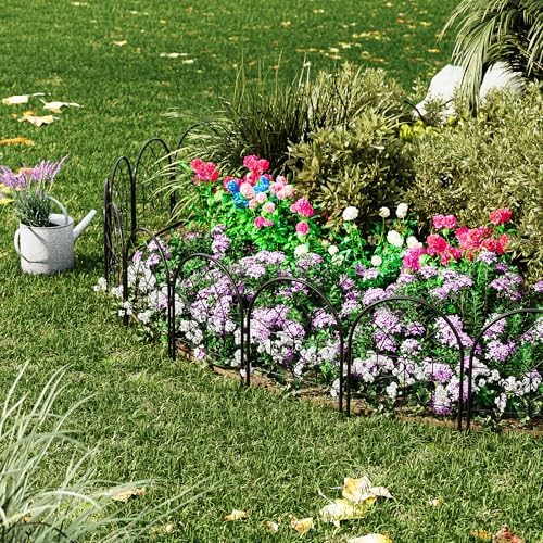 Garvee Decorative Garden Fence Panels 8-Pack, 20"x26" Black Metal Arched Border for Flower Bed Edging, Rustproof No-Dig Animal Barrier for Dogs, Rabbits, Patio & Yard Outdoor Decor - Image 7
