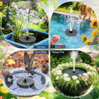 Yzert Solar Fountain with 2000mah Battery, 3-Level Adjustable Water Height, Rotating Rods, Works in Shadow, 7 Nozzles, 2026 3.5W Glass Outdoor Fountain Pump for Bird Bath, Garden, Pond, Flower Pot - Image 6