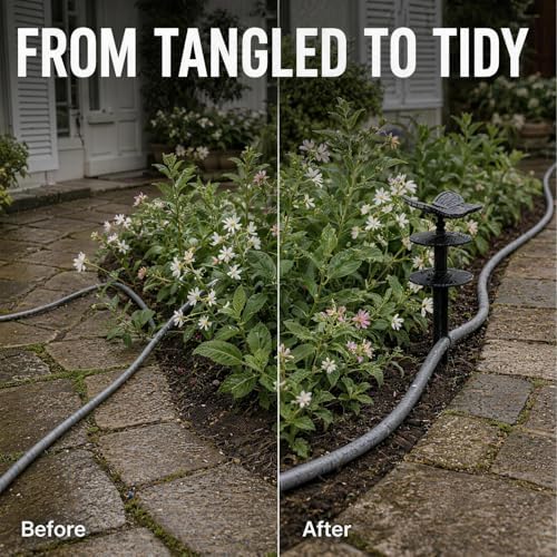 2 Pack 10.63 Inch Butterfly Shaped Cast Iron Garden Stakes Solid Yard Decor Hose Guides for Garden Stable Hose Holders for Outside Lawn Flower Bed Layout - Image 6