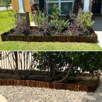 Mulctun Wood Garden Edging - 11.8" H X 47" L Sturdy Wooden Landscape Edging, Natural Flower Bed Edging Borders, Decorative Wooden Garden Fence for Yard Flower Bed Lawns Pathway Tree (4 Packs) - Image 6