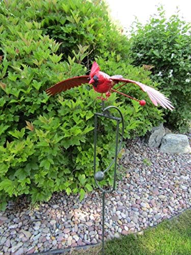 Whimsical Kinetic Energy Metal Red Cardinal Yard Stake Wind Spinner Whirly-Gig Windmill Garden Art Bird - Image 5