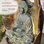Alpine Corporation 59" Tall Outdoor Buddha Fountain with LED Lights, Elegant Water Feature for Garden, Patio, Yard & Outdoor Spaces, Realistic Stone Look, Calming Waterfall for Relaxation, Brown - Image 5