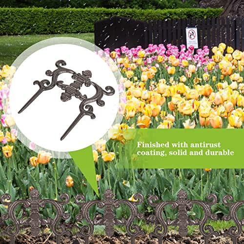 Sungmor Cast Iron Brown Flower Bed Edging - 9.4 Inches Tall 4 Pack - Image 4