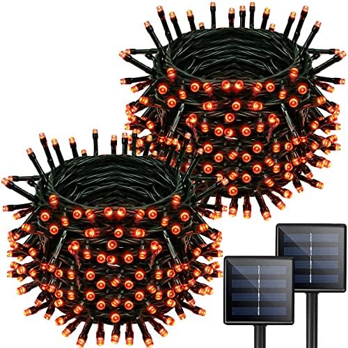 YIQU 2 Pack 144 FT 400 LED Solar Halloween Lights String Outdoor Orange by Halloween