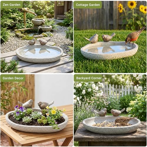 MUMTOP Bird Baths for Outdoor, Resin Garden Ground Birdbath Bowl Yard Decor - Image 7