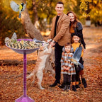 Metal Bird Bath for Outdoors, 28.4" Freestanding Garden Metal Birdbaths with Stable Upgrades Stake, Easy to Clean Birdfeeder for Outside Garden Yard Lawn Decor(Gradient Purple) - Image 6