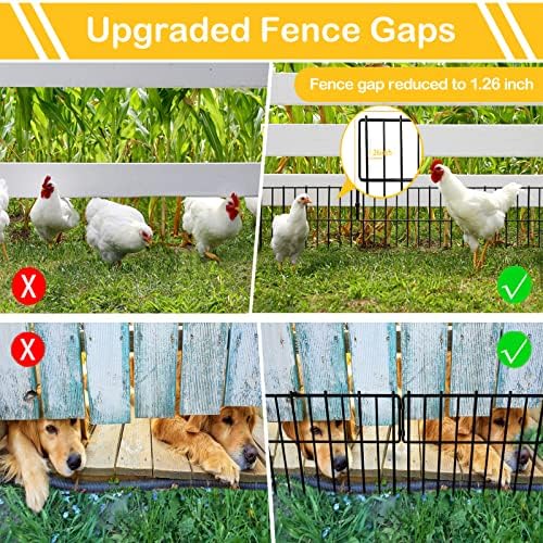 26 Pack Animal Barrier Fence, 12In(H) x 28.00Ft(L) Upgrade 1.26 in Gap Decorative Fences No Dig Fence for Rabbit and Dog, Rustproof Metal Wire Garden Fence Border for Garden Patio Landscaping - Image 2