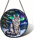 Stained Glass Window Hanging Norwegian Forest Cat Suncatcher Gifts 9.8" by Unknown