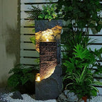 Water Fountain Outdoor Garden 35.4" H Modern Outdoor Fountains and Waterfalls with Lights Flooring Standing Indoor Water Fountains for Garden, Patio, Deck, Backyard, Porch and Home Art Decor - Image 4