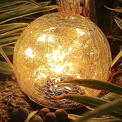 TOMEX 4 Pack Solar Garden Lights, Cracked Glass Ball Waterproof Warm White LED for Outdoor Decor Decorations Pathway Patio Yard Lawn, 4 Pack (4.7") - Image 2