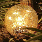TOMEX 4 Pack Solar Garden Lights, Cracked Glass Ball Waterproof Warm White LED for Outdoor Decor Decorations Pathway Patio Yard Lawn, 4 Pack (4.7") - Image 2