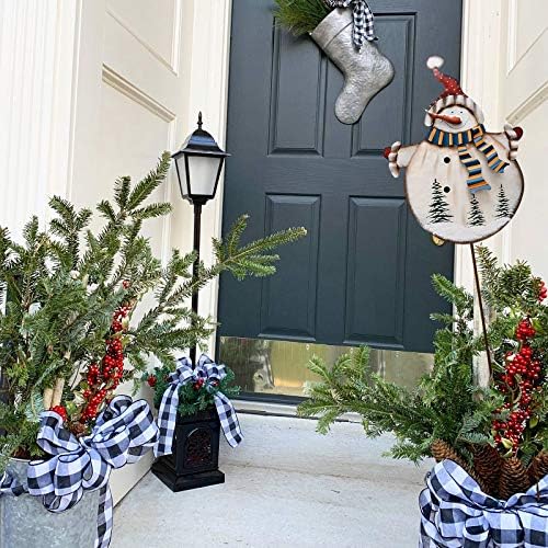 Christmas Snowman Garden Stake Rustic Metal Xmas Yard Sign for Lawn Pathway Patio Outdoor Christmas Decorations - Image 3