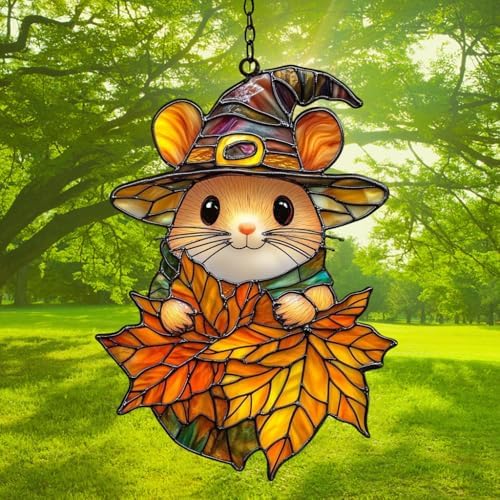 Cute Little Mouse Autumn Acrylic Suncatcher - Image 3