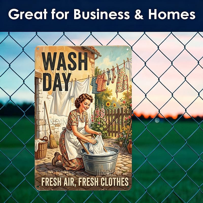 Woman Doing Laundry Tin Sign 8x12Inch - Image 5