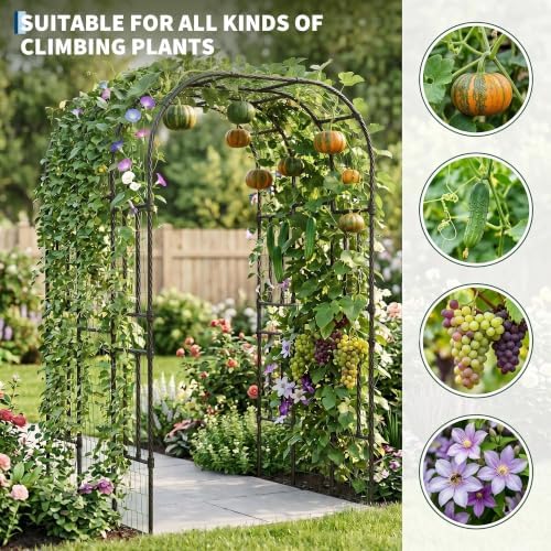 Garvee Metal Garden Arch Trellis, 7.5 Ft Black - Image 3