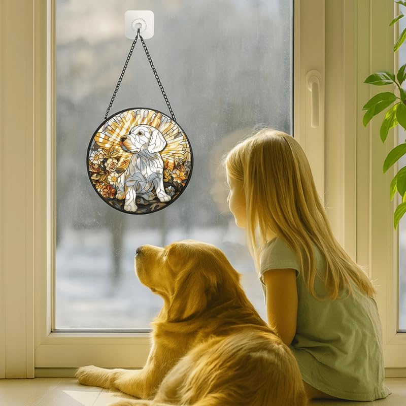 Stained Glass Window Hanging - American Shorthair Cat with Blue Glass Glow 11.8in Sun Catchers Indoor Stained Glass Panels Wall Decor for Mom, Wife, Lovers, Festive - Image 3