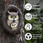 Resin Owl Mom and Baby Tree Hugger, Realistic Tree Trunk Decor Outdoor, Whimsical Cute Bird Garden Art Statue, Handmade Weather-Resistant Yard Animal Sculpture - Image 5