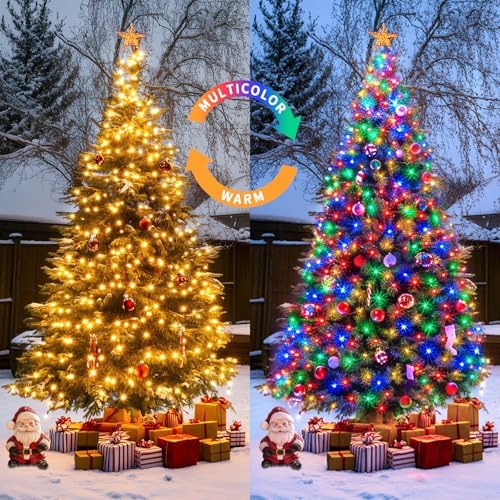 JMEXSUSS 2 Pack Solar String Lights Outdoor Waterproof, Total 66 FT 200 LED Solar Christmas Lights Outdoor, Twinkle Light for Christmas Tree Outside Garden Yard Xmas Decor, Warm White to Multicolor - Image 2