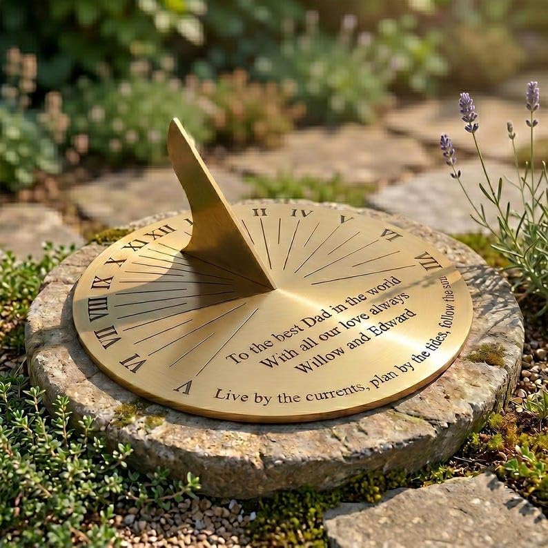 Personalised Brass Sundial, Custom Engraved Garden Sundial Clock, Wedding Gift Custom Outdoor Garden Decor (Brass, 8 INCH) - Image 3