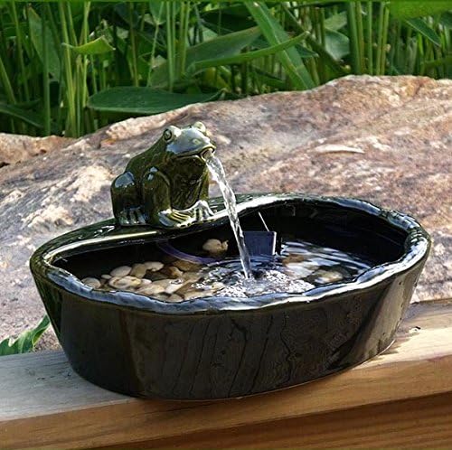 ASC Solar Powered Ceramic Green Frog Water Fountain Kit Garden Patio Bird Daytime Running Version - Image 5