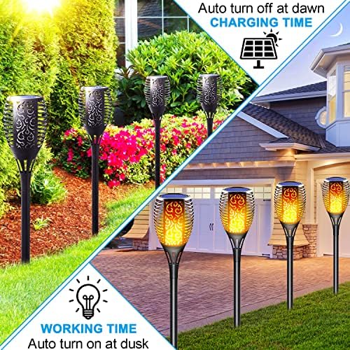Solar Flame Lights Outdoor, Upgraded Flickering Flames Solar Torch Light, LED Waterproof Auto On/Off Dusk to Dawn Christmas Landscape Decor Lighting for Garden Yard Patio - Image 3