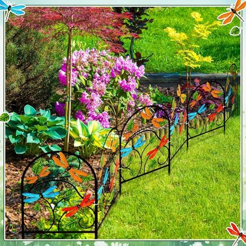 Yaocom 6 Pack Dragonfly Garden Fence 16.5" H x 11.8" W Metal Border - Image 5