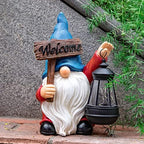 Garden Gnome Outdoor Decoration Solar Gnomes Statue with Lantern LED Lights,Terrace Courtyard Lawn Patio Porch Summer Decoration Easter Christmas Housewarming Gifts for Mom Women, Gnome Blue - Image 6