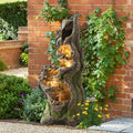 TITIMO 40''H Cascading Rock Water Fountain, 6-Tier Outdoor Garden Waterfall by TITIMO