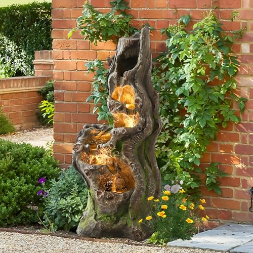 TITIMO 40''H Cascading Rock Water Fountain, 6-Tier Outdoor Garden Waterfall by TITIMO