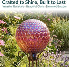 Sunnydaze 10" Gazing Balls for Garden, Red Scalloped Texture, 2pk - Image 3