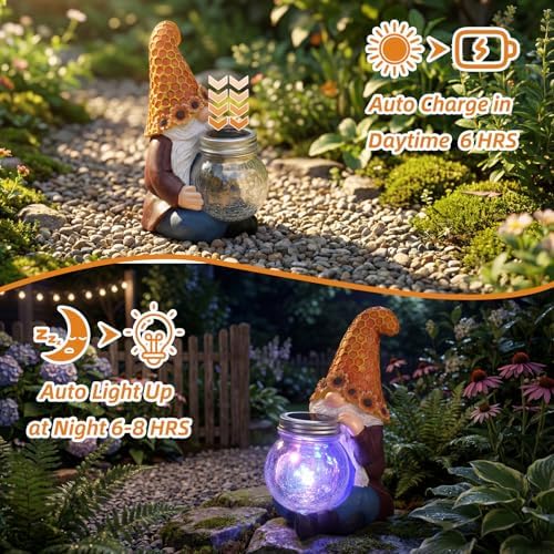 Lyeasw Solar Gnome Decor with Honeycomb Lantern, Outdoor Garden Decor - Image 6