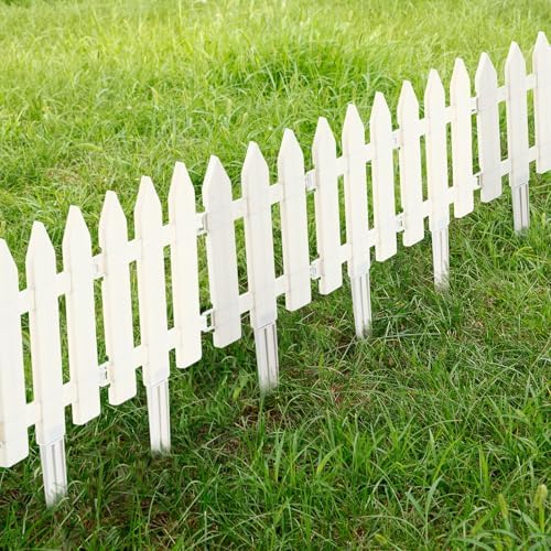 72 Pack White Garden Fence with 72 Insert Lawn Picket Fence Garden Border Decorative Plastic Panels for Landscape Path Flowerbeds Plant Yard, 6.69'' L x 7.87'' H - Image 7
