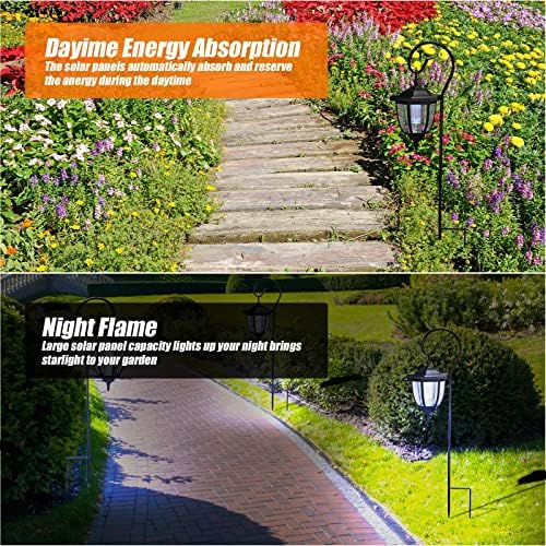 Retisee 6 Pcs 34" Hanging Solar Lantern Lights with Dual Use Shepherd Hooks Outdoor LED Garden Lanterns Decorative Waterproof Pathway Solar Coach Lights for Garden Patio - Image 5