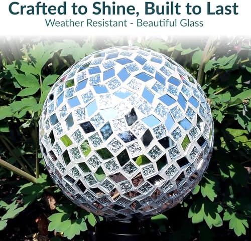 Sunnydaze 10" Mosaic Glass Gazing Ball for Garden, Globe for Outdoor Decor - Image 2