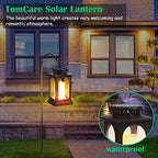 TomCare Flickering Flame Solar Lights Outdoor Metal Hanging Lantern, 2 Pack - Image 6