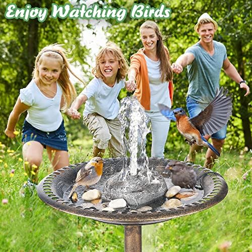 Bird Bath Water Fountain with Electric Pump for Outdoor Garden, Gray - Image 6
