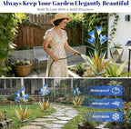 TOMBABY 32.28 Inch Metal Agave Plant Outdoor Decoration Lily Mexican Yard Art Garden Gift Home Decor Hand Painted Metal Agave Garden Yard Statue (2pc, Blue) - Image 4